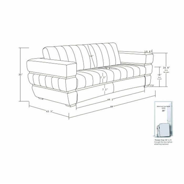 Abrahams Top Grain Italian Leather Sofa With Stainless Steel Legs Wayfair